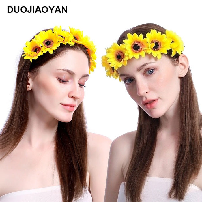 Jewelry WholesaleWholesale Art Daisy Sunflower Sunflower Wreath Headband MOQ≥3 JDC-HD-Jiaoy001 Headband 娇艳 %variant_option1% %variant_option2% %variant_option3%  Factory Price JoyasDeChina Joyas De China