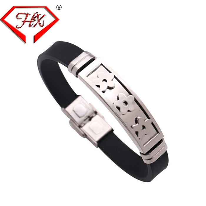 Jewelry WholesaleWholesale stainless steel silicone bracelet JDC-BT-HongX004 Bracelet 宏祥 %variant_option1% %variant_option2% %variant_option3%  Factory Price JoyasDeChina Joyas De China