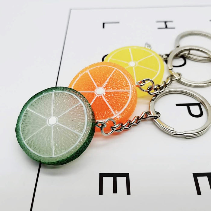 Wholesale Fruit Slices Resin Lemon Slices Apple Slices Keychain JDC-KC-XiangY004