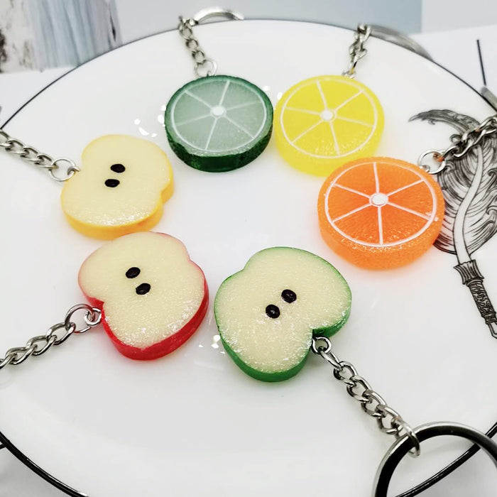 Wholesale Fruit Slices Resin Lemon Slices Apple Slices Keychain JDC-KC-XiangY004