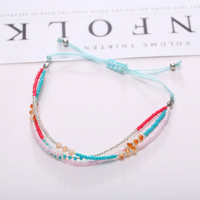 Wholesale Simple Colorful Beaded Braided Rope Push Pull Bracelet JDC-BT-F931