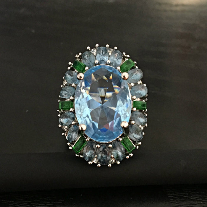 Wholesale Light Blue Zircon Metal Rings JDC-RS-QiK022