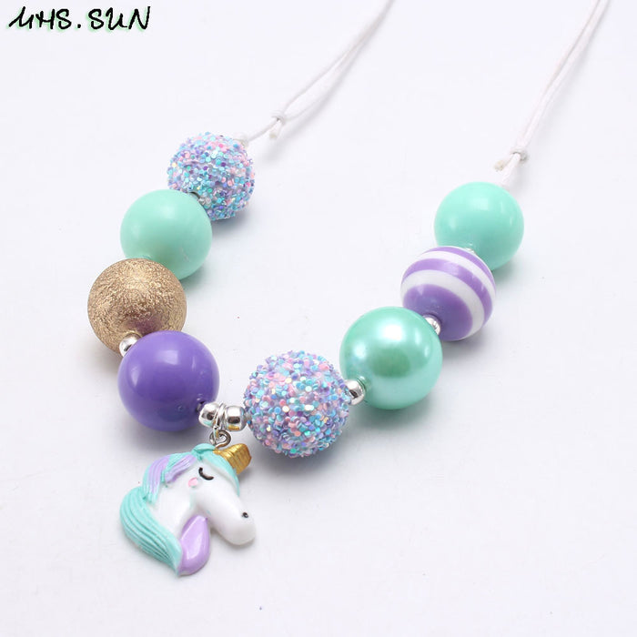 Wholesale resin children can adjust the rope beading necklace JDC-NE-nijia005