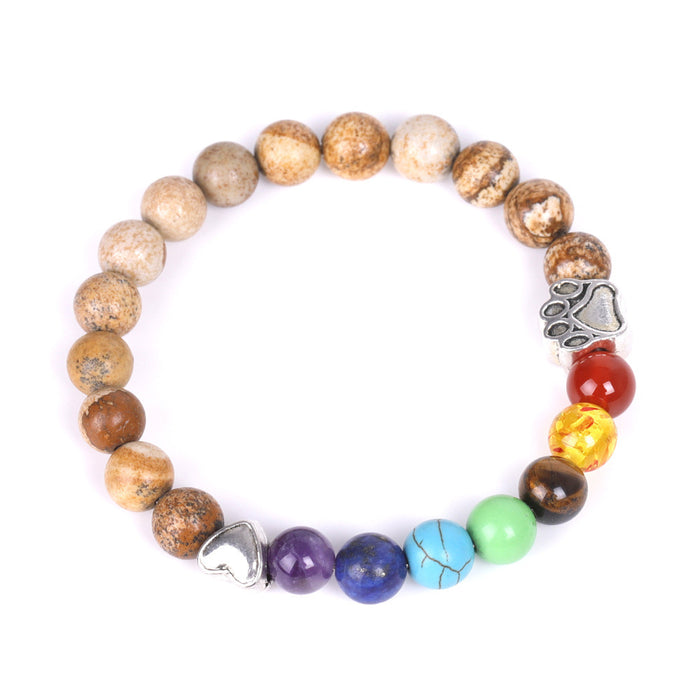Wholesale white dot orchid love little peach heart colorful emperor stone bracelet natural stone MOQ≥2 JDC-BT-XIUHAO002