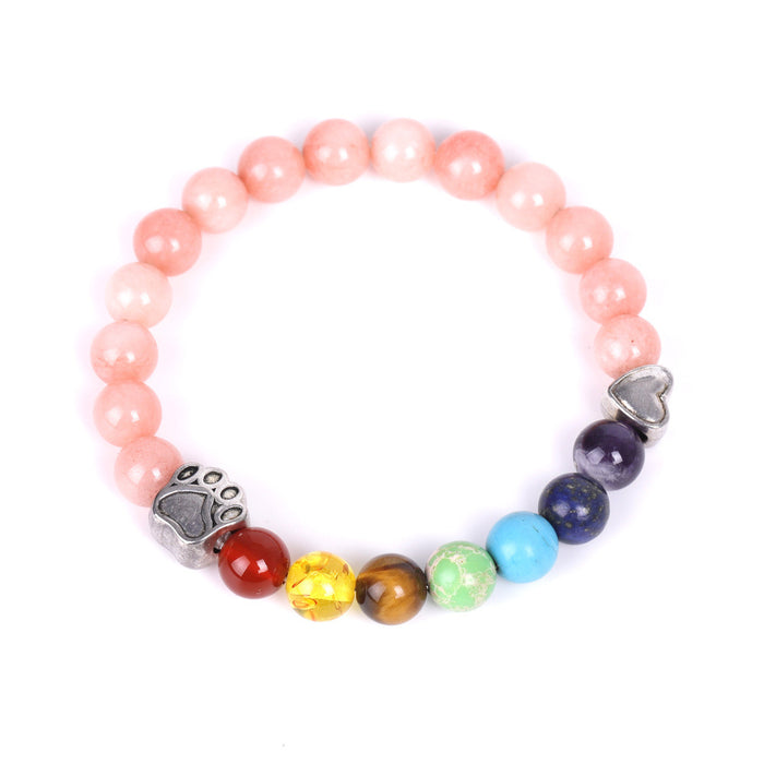Wholesale white dot orchid love little peach heart colorful emperor stone bracelet natural stone MOQ≥2 JDC-BT-XIUHAO002