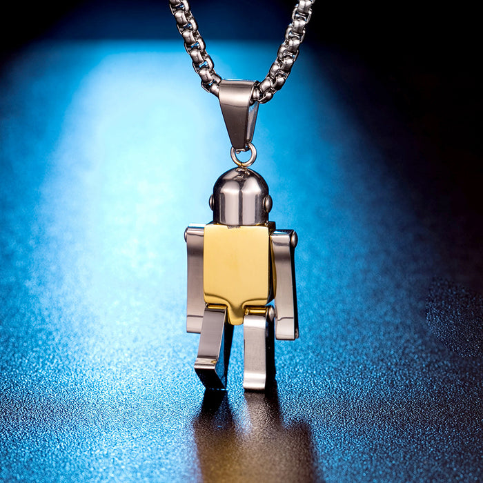 Wholesale movable titanium steel robot pendant hip hop style hipster necklace JDC-NE-QianF011