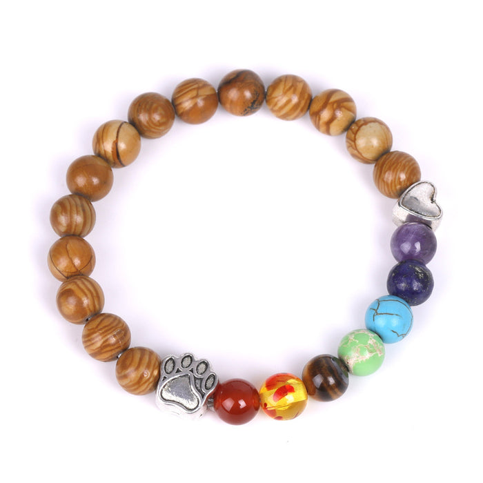 Wholesale white dot orchid love little peach heart colorful emperor stone bracelet natural stone MOQ≥2 JDC-BT-XIUHAO002
