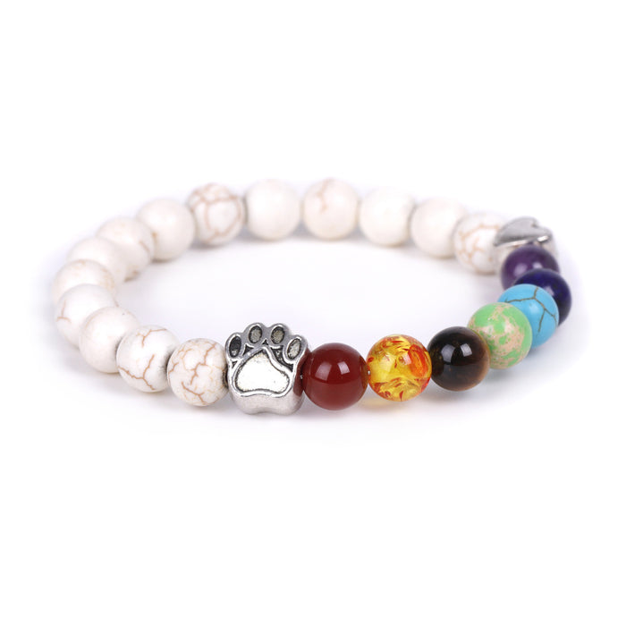 Wholesale white dot orchid love little peach heart colorful emperor stone bracelet natural stone MOQ≥2 JDC-BT-XIUHAO002