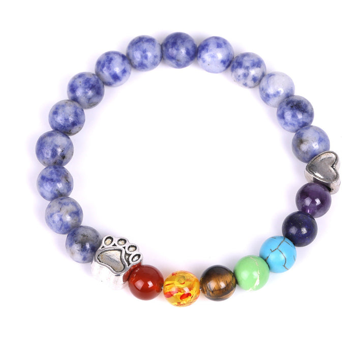 Wholesale white dot orchid love little peach heart colorful emperor stone bracelet natural stone MOQ≥2 JDC-BT-XIUHAO002