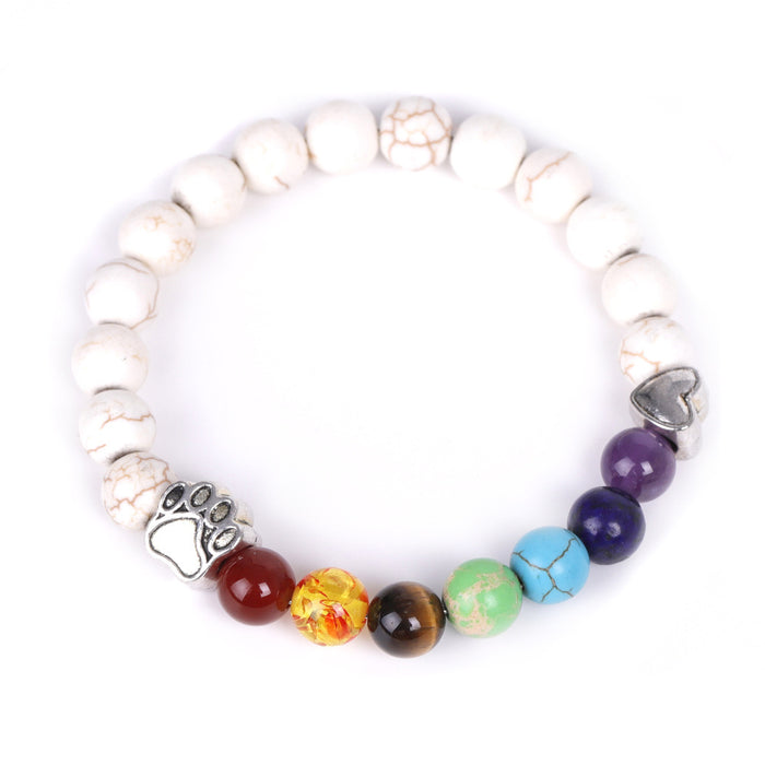 Wholesale white dot orchid love little peach heart colorful emperor stone bracelet natural stone MOQ≥2 JDC-BT-XIUHAO002