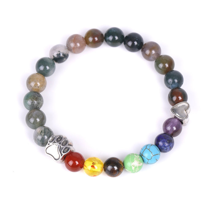 Wholesale white dot orchid love little peach heart colorful emperor stone bracelet natural stone MOQ≥2 JDC-BT-XIUHAO002