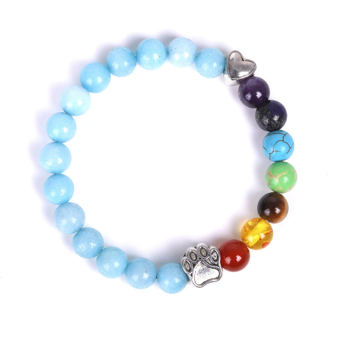 Wholesale white dot orchid love little peach heart colorful emperor stone bracelet natural stone MOQ≥2 JDC-BT-XIUHAO002