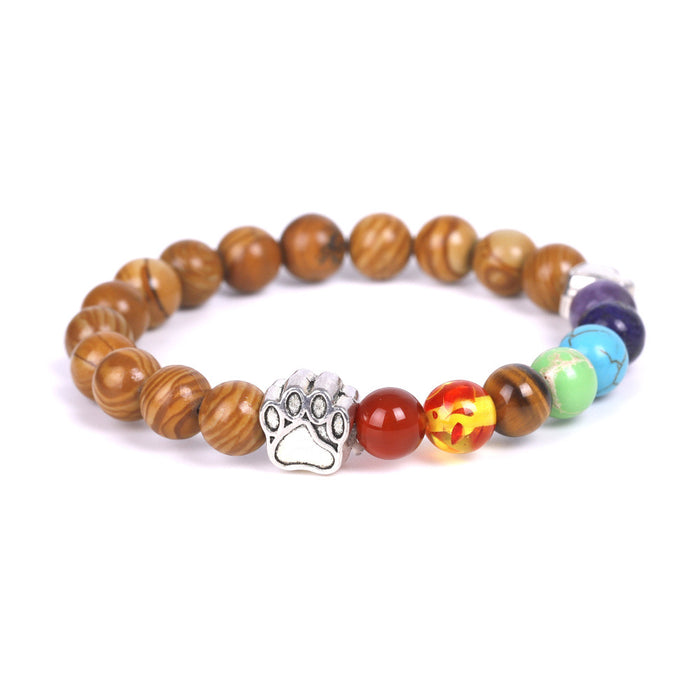 Wholesale white dot orchid love little peach heart colorful emperor stone bracelet natural stone MOQ≥2 JDC-BT-XIUHAO002