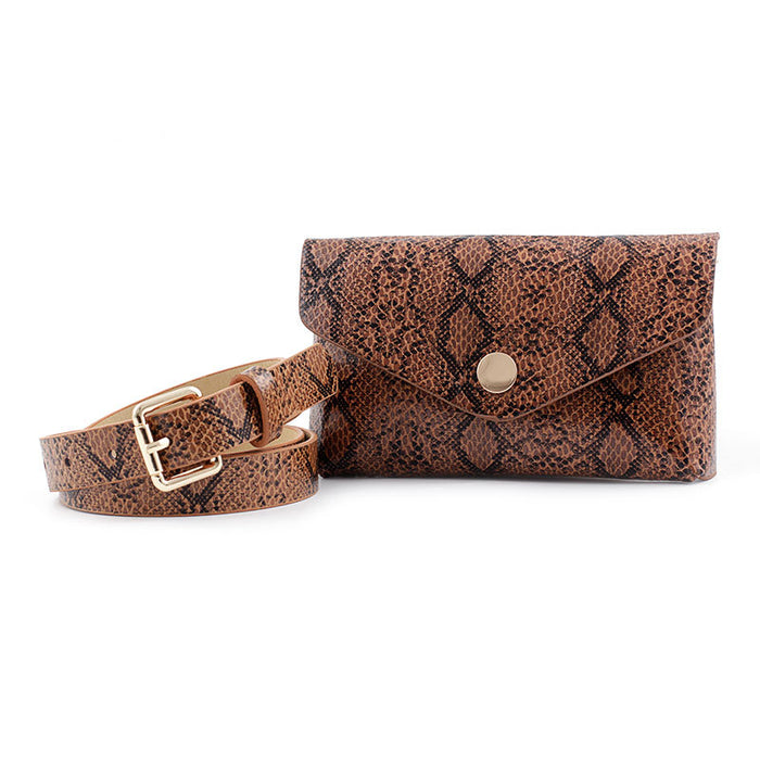 Jewelry WholesaleWholesale snake print fanny pack with diagonal chain belt JDC-WB-NuoY034 Womenbelt 诺娅 %variant_option1% %variant_option2% %variant_option3%  Factory Price JoyasDeChina Joyas De China