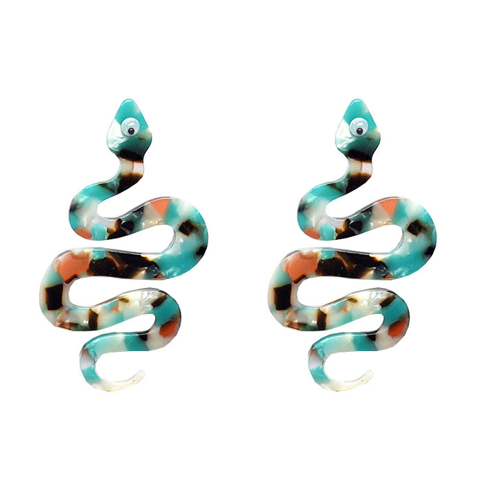 Jewelry WholesaleWholesale S925 Silver Needle Acrylic Snake Earrings JDC-ES-XNuo007 Earrings 协诺 %variant_option1% %variant_option2% %variant_option3%  Factory Price JoyasDeChina Joyas De China