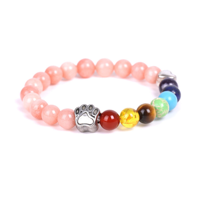 Wholesale white dot orchid love little peach heart colorful emperor stone bracelet natural stone MOQ≥2 JDC-BT-XIUHAO002