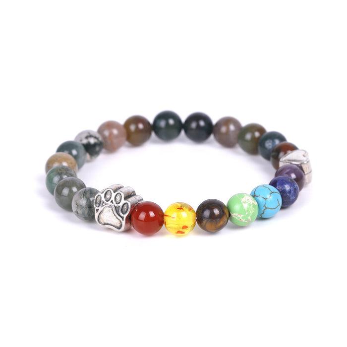 Wholesale white dot orchid love little peach heart colorful emperor stone bracelet natural stone MOQ≥2 JDC-BT-XIUHAO002