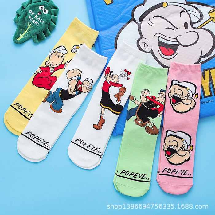 Wholesale Sock Combed Cotton Medium Tube Breathable Sweat-absorbent Cute Cartoon (M) MOQ≥3 JDC-SK-QinY003