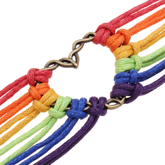 Jewelry WholesaleWholesale jewelry gay love woven gay rainbow color lgbt rainbow bracelet MOQ≥2 JDC-BT-HaoL003 Bracelet 豪灵 %variant_option1% %variant_option2% %variant_option3%  Factory Price JoyasDeChina Joyas De China