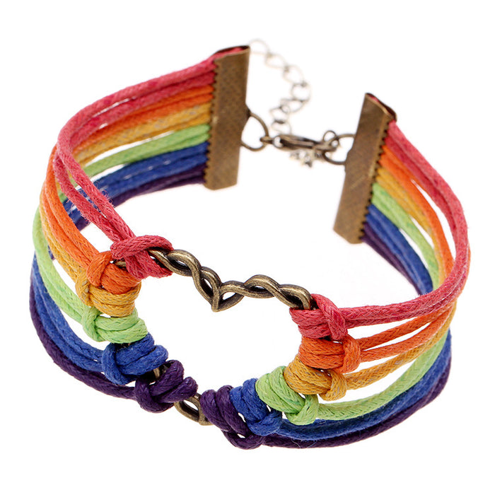 Jewelry WholesaleWholesale jewelry gay love woven gay rainbow color lgbt rainbow bracelet MOQ≥2 JDC-BT-HaoL003 Bracelet 豪灵 %variant_option1% %variant_option2% %variant_option3%  Factory Price JoyasDeChina Joyas De China