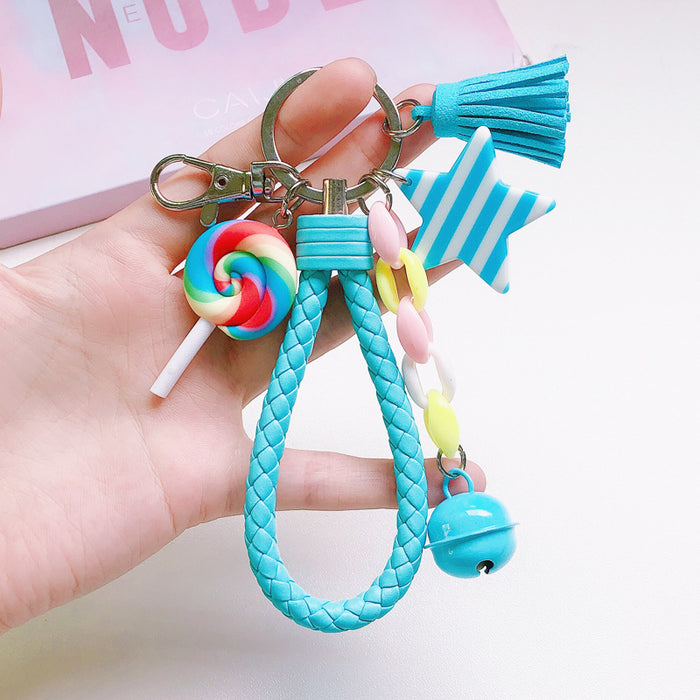 Wholesale cute girl heart creative soft ceramic rainbow keychain MOQ≥2 JDC-KC-XinJ001