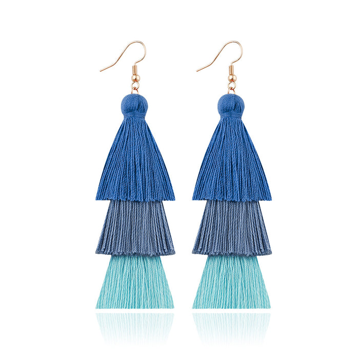 Jewelry WholesaleWholesale boho cotton thread multilayer tassel earrings MOQ≥2 JDC-ES-JM006 Earrings 杰米 %variant_option1% %variant_option2% %variant_option3%  Factory Price JoyasDeChina Joyas De China