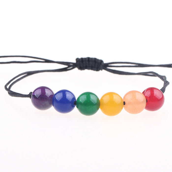 Jewelry WholesaleWholesale lgbt same sex colored stone adjustable braided six color rainbow bracelet MOQ≥2 JDC-BT-HaoL004 Bracelet 豪灵 %variant_option1% %variant_option2% %variant_option3%  Factory Price JoyasDeChina Joyas De China