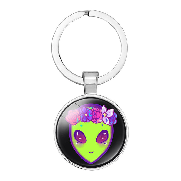 Wholesale Alien Time Gemstone Alloy Glass Keychain JDC-KC-NingX013