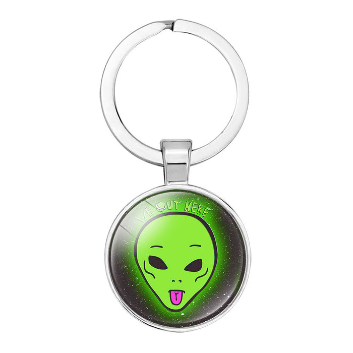 Wholesale Alien Time Gemstone Alloy Glass Keychain JDC-KC-NingX013