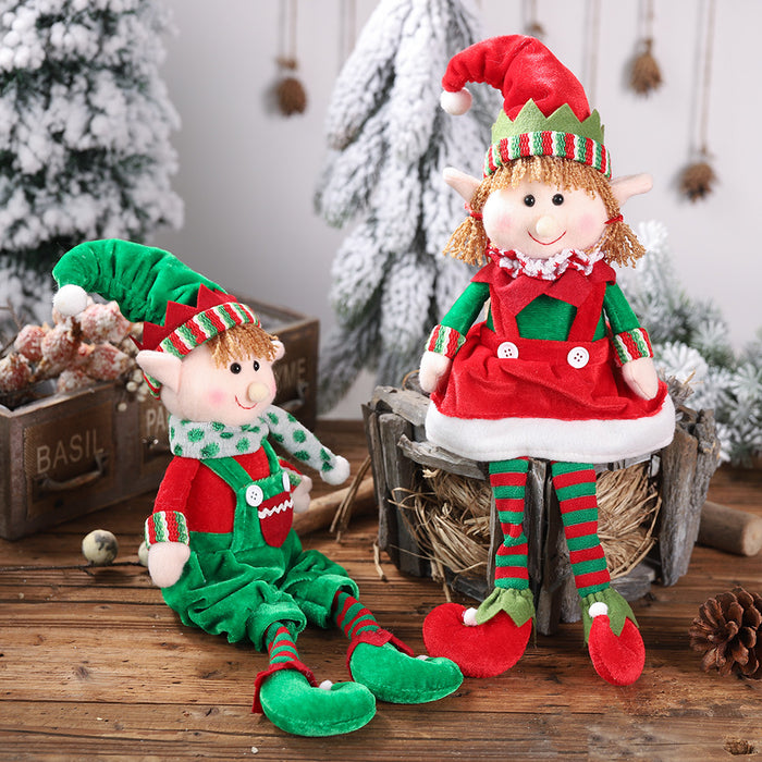 Wholesale Ornaments Cloth Christmas Legged Elf Sitting Figure JDC-OS-HaoB001