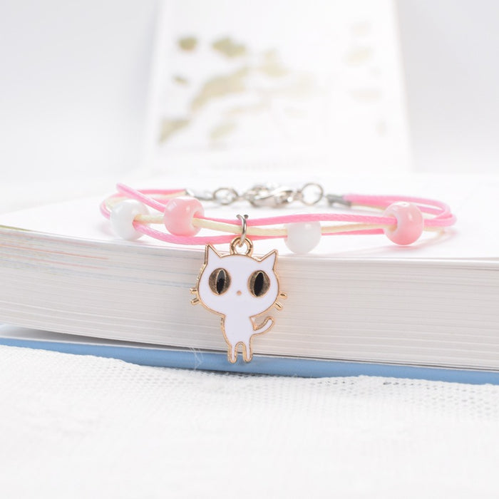 Wholesale Bracelet Alloy Ceramic Cute Black and White Cat MOQ≥2 JDC-BT-XXT006