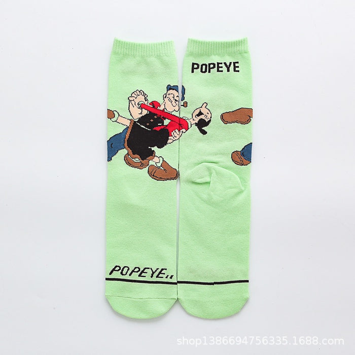 Wholesale Sock Combed Cotton Medium Tube Breathable Sweat-absorbent Cute Cartoon (M) MOQ≥3 JDC-SK-QinY003