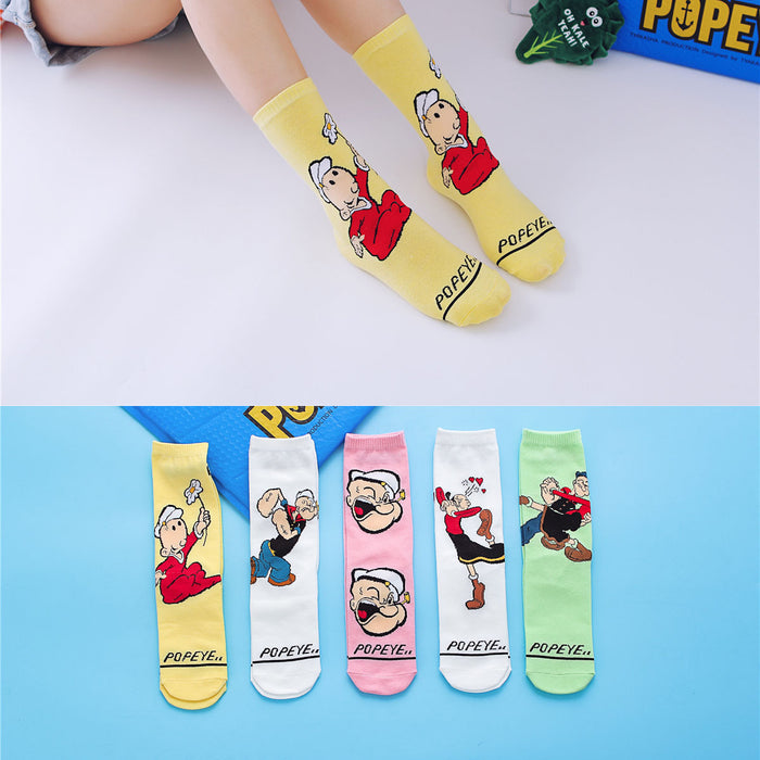 Wholesale spring and summer cartoon pattern straight tube socks cute personality trendy socks JDC-SK-CYu015