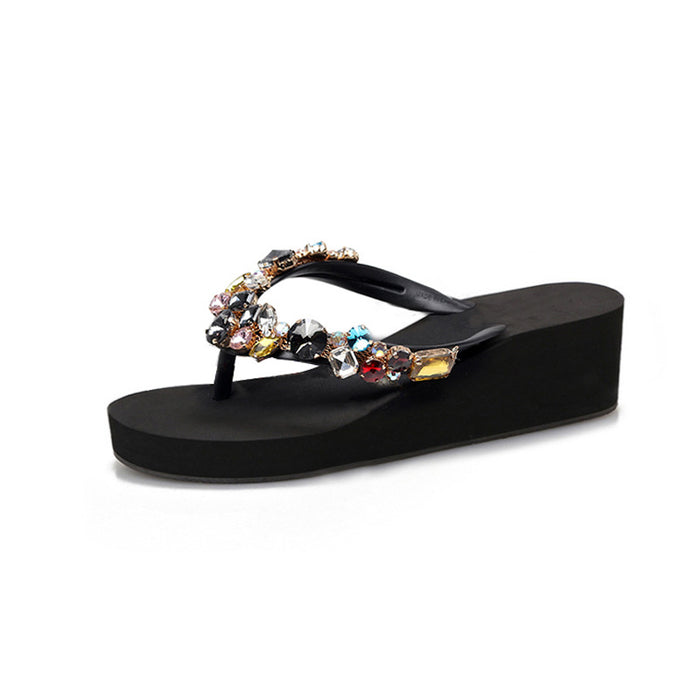 Wholesale sandals and slippers women summer outer wear rhinestone sequins JDC-SD-MingP002