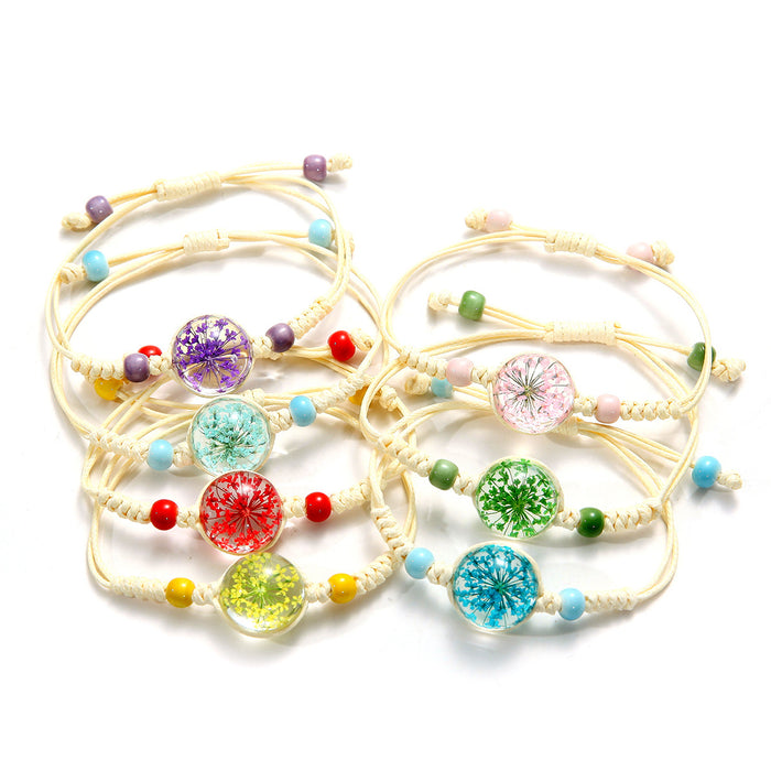 Wholesale dried flower bracelet crystal glass ball handmade JDC-BT-SongX011