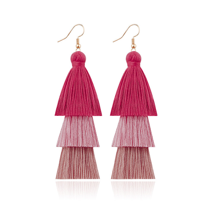 Jewelry WholesaleWholesale boho cotton thread multilayer tassel earrings MOQ≥2 JDC-ES-JM006 Earrings 杰米 %variant_option1% %variant_option2% %variant_option3%  Factory Price JoyasDeChina Joyas De China