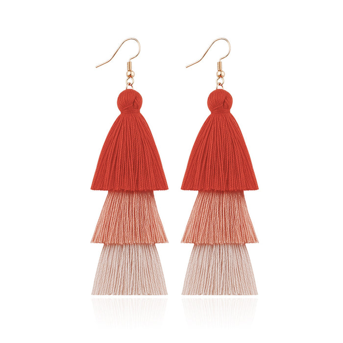 Jewelry WholesaleWholesale boho cotton thread multilayer tassel earrings MOQ≥2 JDC-ES-JM006 Earrings 杰米 %variant_option1% %variant_option2% %variant_option3%  Factory Price JoyasDeChina Joyas De China