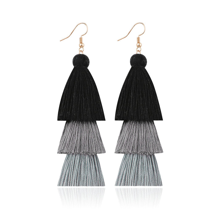 Jewelry WholesaleWholesale boho cotton thread multilayer tassel earrings MOQ≥2 JDC-ES-JM006 Earrings 杰米 %variant_option1% %variant_option2% %variant_option3%  Factory Price JoyasDeChina Joyas De China