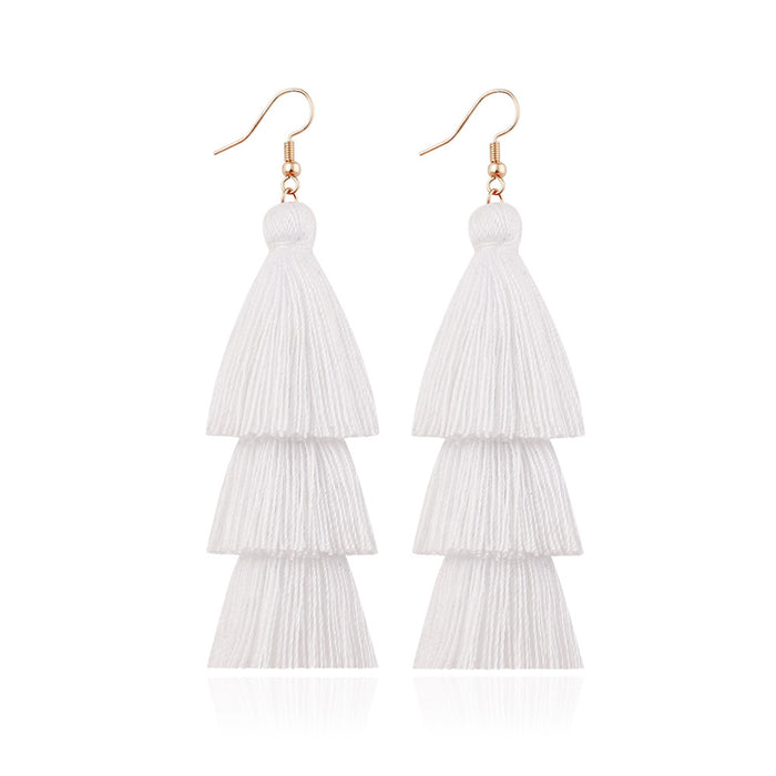 Jewelry WholesaleWholesale boho cotton thread multilayer tassel earrings MOQ≥2 JDC-ES-JM006 Earrings 杰米 %variant_option1% %variant_option2% %variant_option3%  Factory Price JoyasDeChina Joyas De China