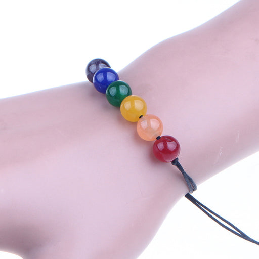 Jewelry WholesaleWholesale lgbt same sex colored stone adjustable braided six color rainbow bracelet MOQ≥2 JDC-BT-HaoL004 Bracelet 豪灵 %variant_option1% %variant_option2% %variant_option3%  Factory Price JoyasDeChina Joyas De China