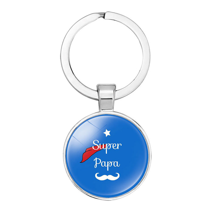 Jewelry WholesaleWholesale Best Super Dad Alloy Glass Father's Day Keychain JDC-KC-NingX006 Keychains 柠祥 %variant_option1% %variant_option2% %variant_option3%  Factory Price JoyasDeChina Joyas De China