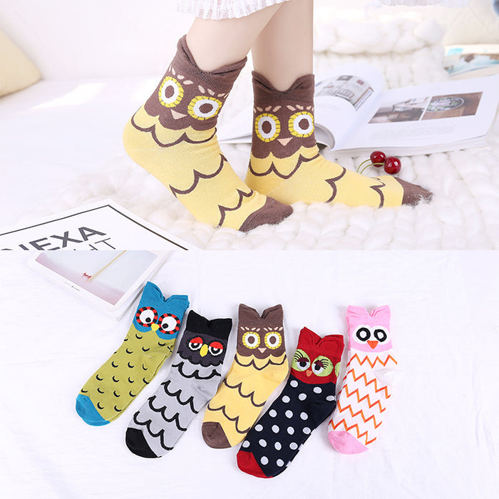 Wholesale Socks Cotton Cartoon Owl Crew Socks JDC-SK-HJM001