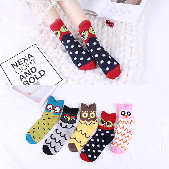 Wholesale Socks Cotton Cartoon Owl Crew Socks JDC-SK-HJM001