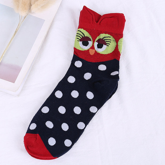 Wholesale Socks Cotton Cartoon Owl Crew Socks JDC-SK-HJM001