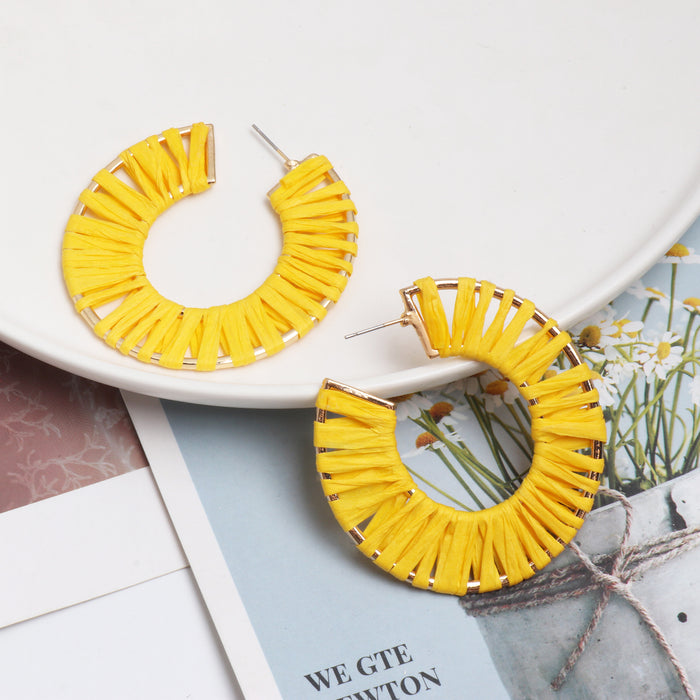 Wholesale Exaggerated Metal Big Earrings C Shape JDC-ES-jr040