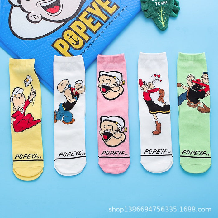 Wholesale Sock Combed Cotton Medium Tube Breathable Sweat-absorbent Cute Cartoon (M) MOQ≥3 JDC-SK-QinY003