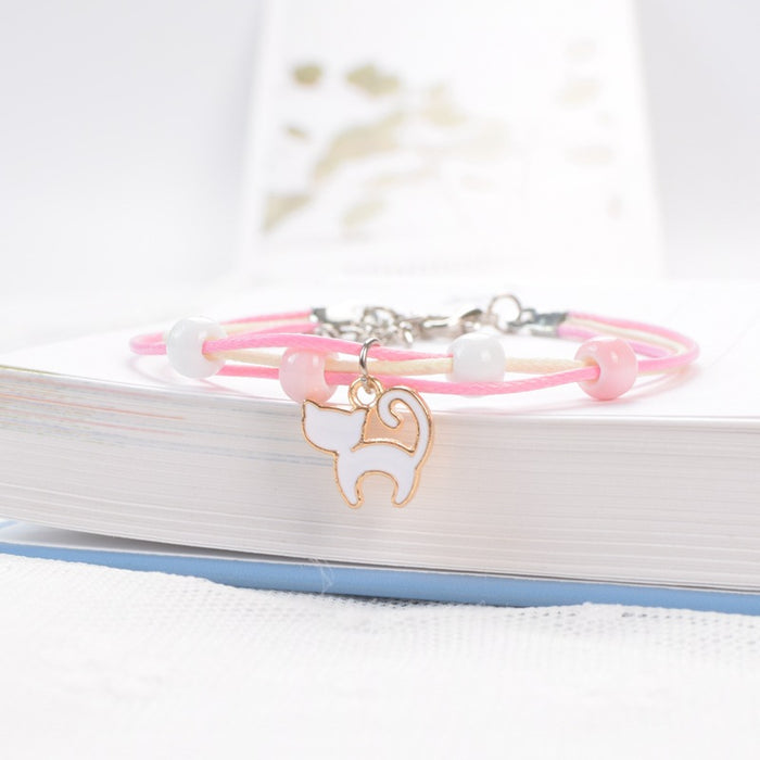 Wholesale Bracelet Alloy Ceramic Cute Black and White Cat MOQ≥2 JDC-BT-XXT006