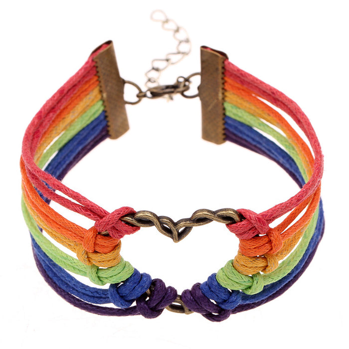 Wholesale jewelry gay love woven gay rainbow color lgbt rainbow bracelet MOQ≥2 JDC-BT-HaoL003