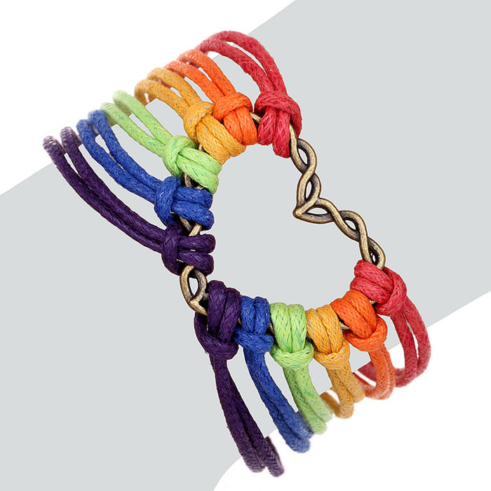 Jewelry WholesaleWholesale jewelry gay love woven gay rainbow color lgbt rainbow bracelet MOQ≥2 JDC-BT-HaoL003 Bracelet 豪灵 %variant_option1% %variant_option2% %variant_option3%  Factory Price JoyasDeChina Joyas De China