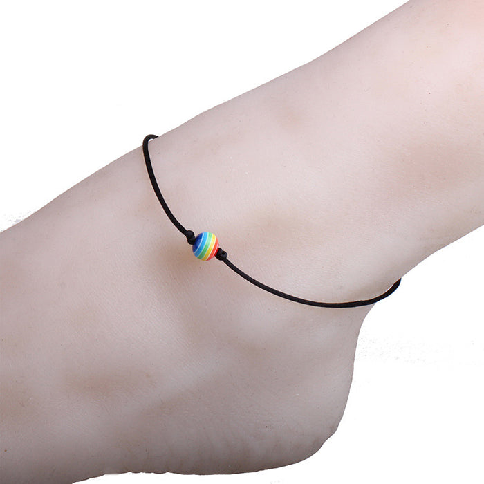 Jewelry WholesaleWholesale Beach Resin Homosexual Rainbow Anklet MOQ≥2 JDC-AS-HaoL003 Anklets 豪灵 %variant_option1% %variant_option2% %variant_option3%  Factory Price JoyasDeChina Joyas De China